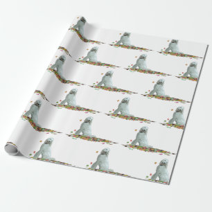 Labradoodle Dog In Leaves Wrapping Paper