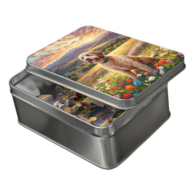 Labradoodle dog jigsaw puzzle (Lid Open)