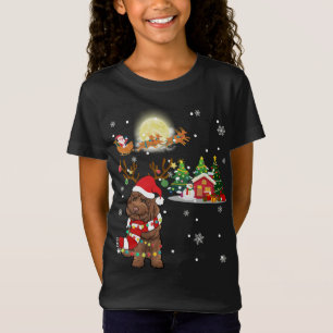 Labradoodle Dog Light Christmas Reindeer Tree Xmas T-Shirt