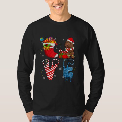 Labradoodle Dog Love Santa Christmas Dogs Pajamas T_Shirt