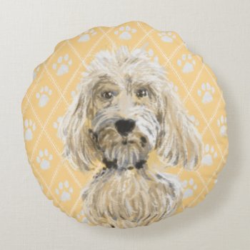Labradoodle Dog Paintings / Labradoodle Love Round Pillow by LabradoodleLove at Zazzle