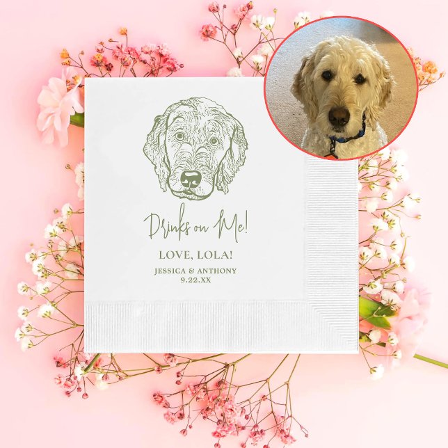 Labradoodle Dog Personalized Drinks on Me Napkins (Creator Uploaded)