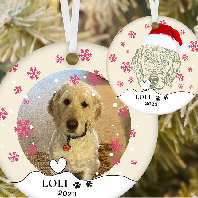 Labradoodle Dog Personalized Hand Drawing Ceramic Ornament (Creator Uploaded)