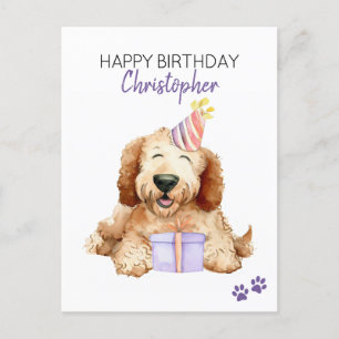 Labradoodle Dog Personalized Happy Birthday Postcard