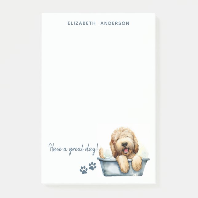 Labradoodle Dog Personalized Post-it Notes (Front)