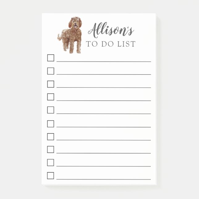 Labradoodle Dog Personalized To Do List Post-it Notes (Front)