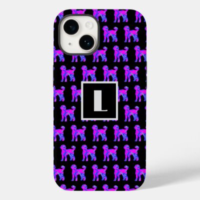Labradoodle Dog Pink Blue Silhouette Mono Black Case-Mate iPhone 14 Case