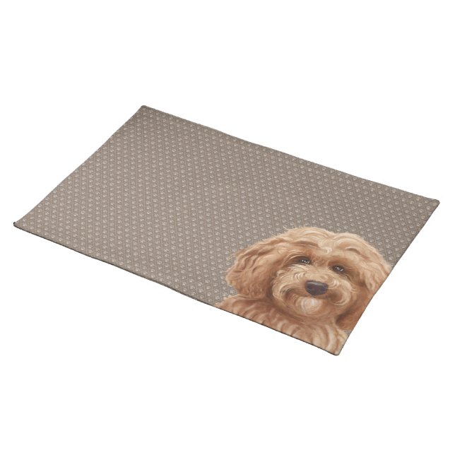 Labradoodle Dog Placemat Beige (On Table)