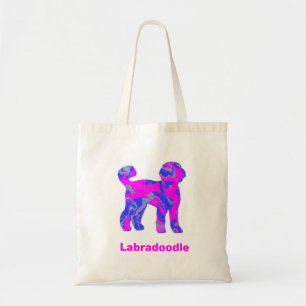 Labradoodle Dog Silhouette Crazy Hot Pink Tote Bag