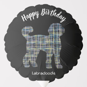 Labradoodle Dog Silhouette Cute Grid Black Balloon
