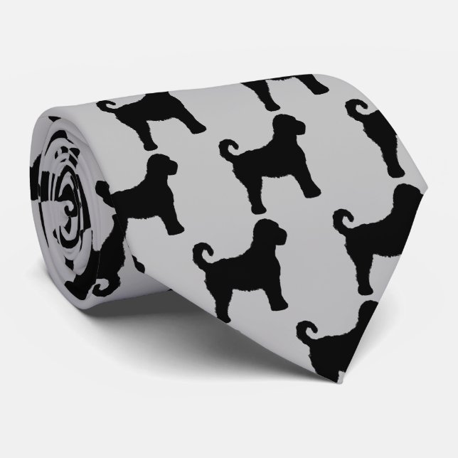 Labradoodle Dog Silhouette Neck Tie (Rolled)