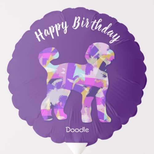 Labradoodle Dog Silhouette Purple PYB Birthday Balloon