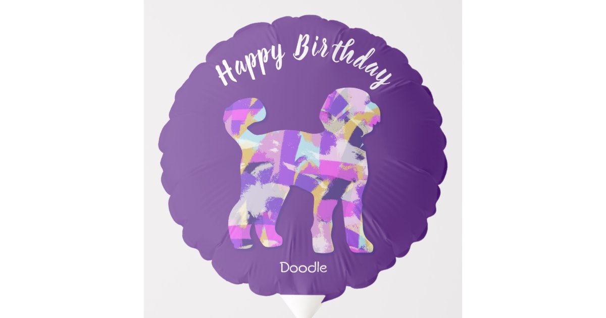 Py Birthday Labradoodle Dog Silhouette Purple PY&B Birthday Balloon | Zazzle