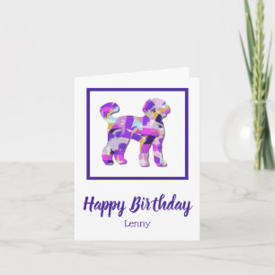 Labradoodle Dog Silhouette Purple PY&B Birthday Card