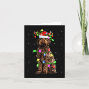 Labradoodle Dog Xmas Lighting Santa Labradoodle Ch Card