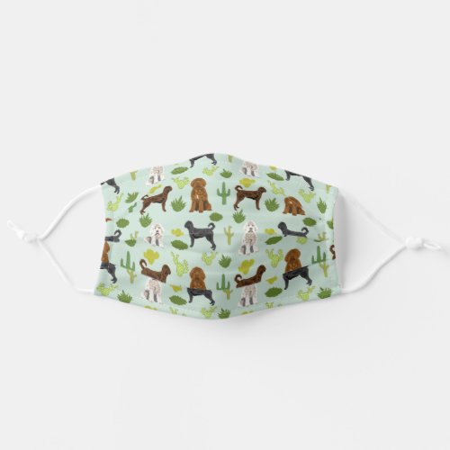 labradoodle dogs and cactus mint adult cloth face mask