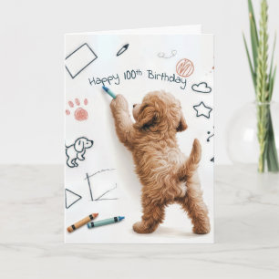 Labradoodle Doodling For 100th Birthday Card