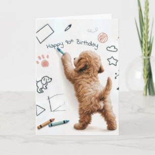 Labradoodle Doodling For 90th Birthday Card