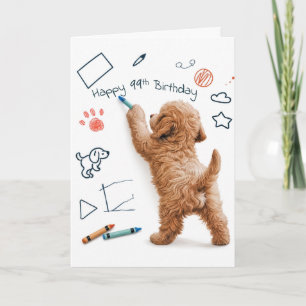 Labradoodle Doodling For 99th Birthday Card