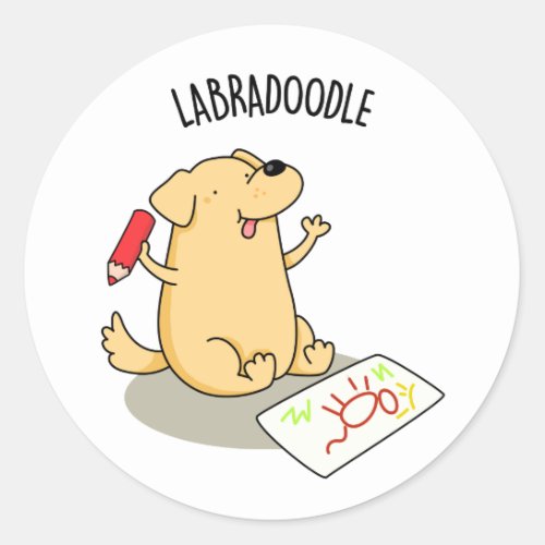 Labradoodle Funny Labrador Dog Pun  Classic Round Sticker