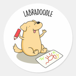 Labradoodle Funny Labrador Dog Pun  Classic Round Sticker
