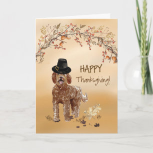 Labradoodle Funny Pilgrim Hat Thanksgiving Card