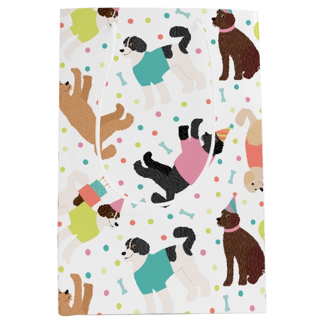 Labradoodle / Goldendoodle Birthday Party Medium Gift Bag (Front)