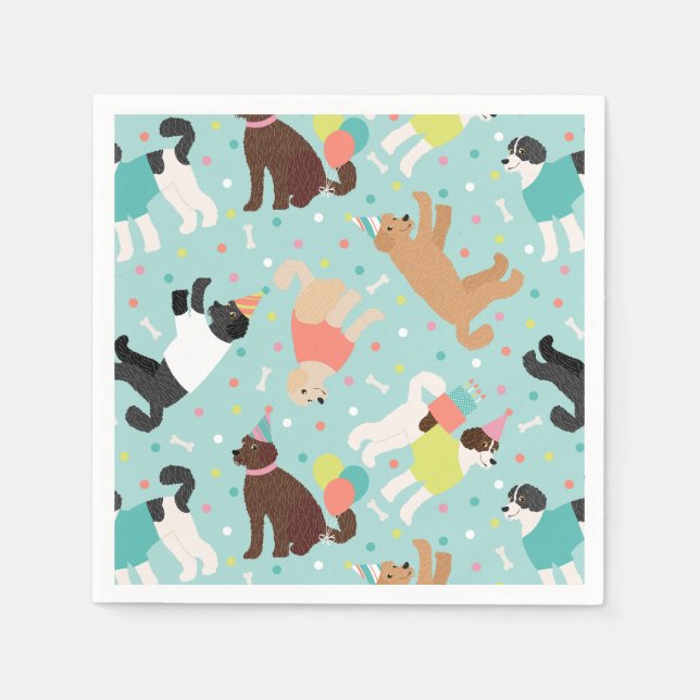 Labradoodle / Goldendoodle Birthday Party Napkins (Front)