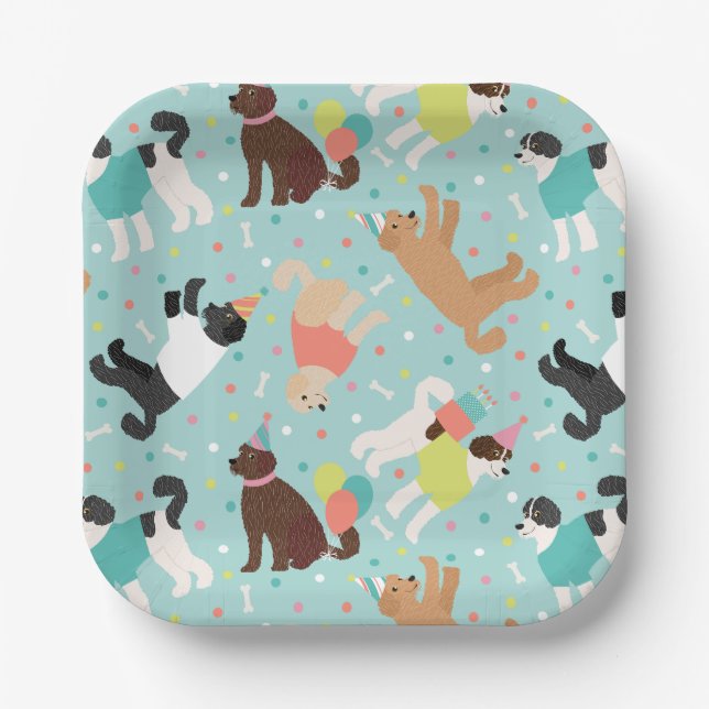 Labradoodle / Goldendoodle Birthday Party Paper Plates (Front)