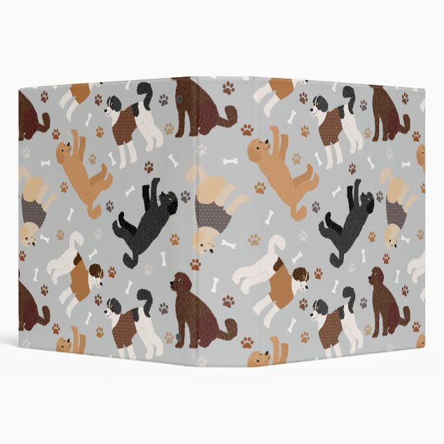 Labradoodle / Goldendoodle Bones and Paws 3 Ring B 3 Ring Binder (Background)