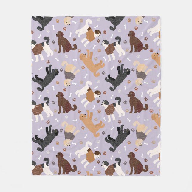 Labradoodle / Goldendoodle Bones and Paws Fleece Blanket (Front)