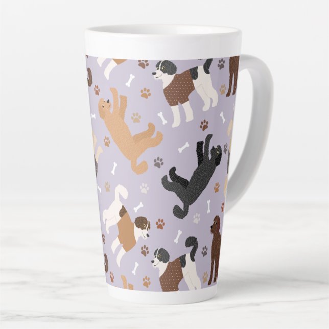 Labradoodle / Goldendoodle Bones and Paws Latte Mug (Right Angle)