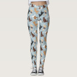 Labradoodle / Goldendoodle Bones and Paws Leggings<br><div class="desc">Cute Labradoodle / Goldendoodle dogs sit and stand and rollover with cream, apricot, chocolate, black and parti coats with scattered dog bones and pawprints pattern.</div>