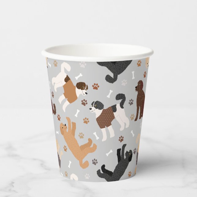 Labradoodle / Goldendoodle Bones and Paws Paper Cu Cups (Front)
