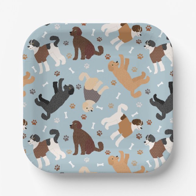 Labradoodle / Goldendoodle Bones and Paws Paper Plates (Front)