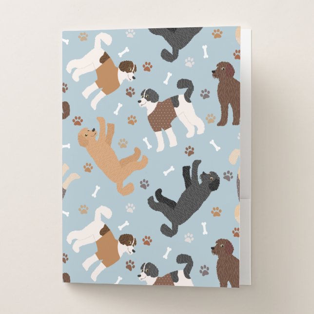 Labradoodle / Goldendoodle Bones and Paws Pocket Folder (Front)