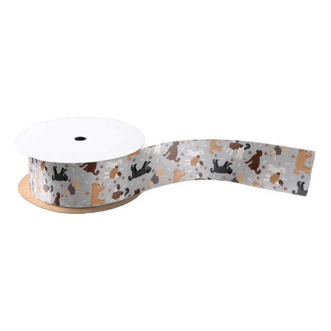 Labradoodle / Goldendoodle Bones and Paws Satin Ri Ribbon (Spool)