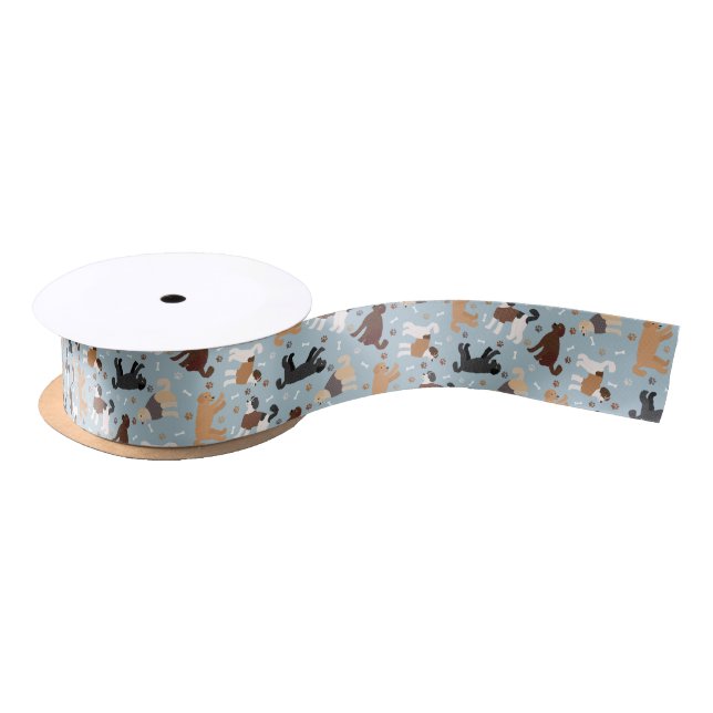 Labradoodle / Goldendoodle Bones and Paws Satin Ribbon (Spool)