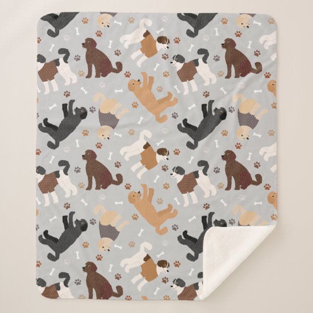 Labradoodle / Goldendoodle Bones and Paws Sherpa B Blanket (Front)