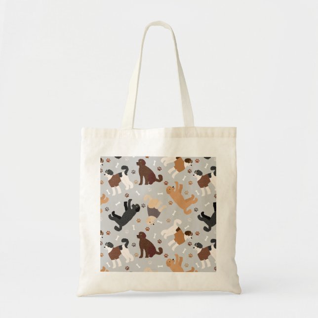 Labradoodle / Goldendoodle Bones and Paws Tote Bag (Front)