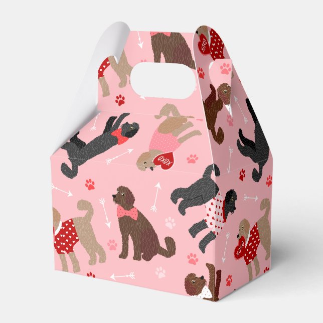 Labradoodle / Goldendoodle Valentine Pattern Favor Boxes (Front Side)