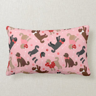 Labradoodle / Goldendoodle Valentine Pattern Lumbar Pillow