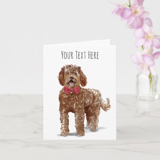 Labradoodle Greeting Card Personalised (Orchid)