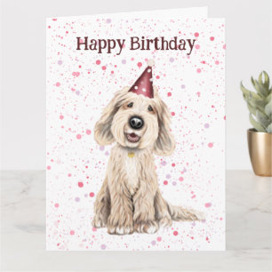 Labradoodle, Happy Birthday Card
