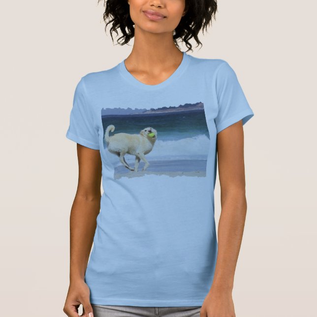 Labradoodle - Happy Day on the Beach T-Shirt (Front)