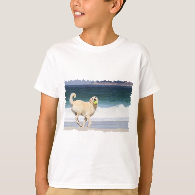Labradoodle - Happy Day on the Beach T-Shirt (Front)