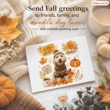 Labradoodle Hello Fall Family Dog Greeting Card