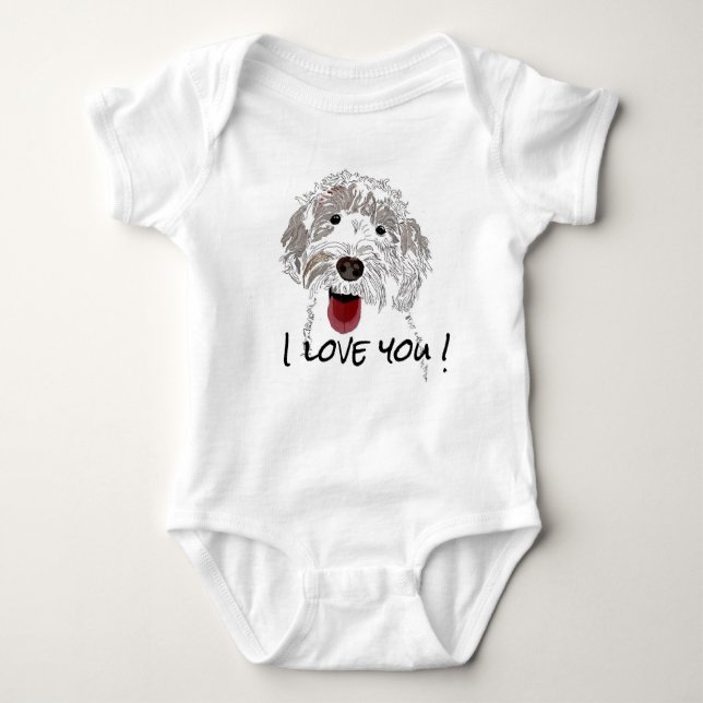 Labradoodle I Love You Baby Bodysuit (Front)