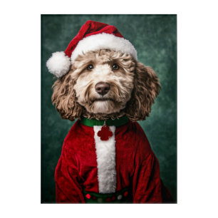Labradoodle in Festive Christmas Attire Acrylic Print