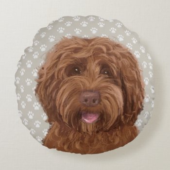 Labradoodle Love Round Pillow by LabradoodleLove at Zazzle
